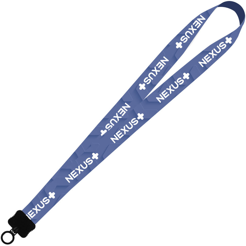 Product Photo 1 Dye-Sublimated Stretchy Elastic Lanyard with Plastic Clamshell and Plastic O-Ring, 1"