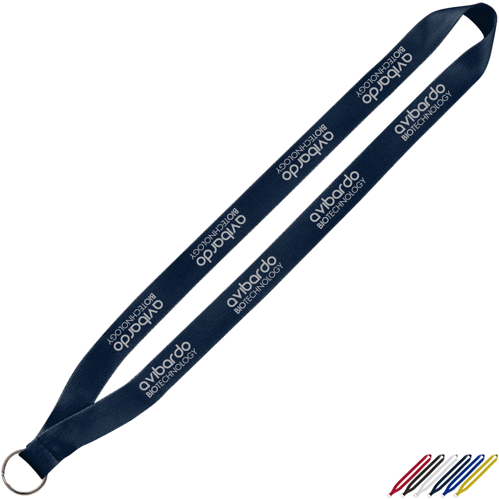 Product Photo 1 Polyester Lanyard with Sewn Silver Metal Split-Ring, 3/4"