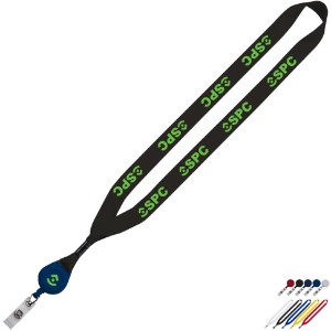 Polyester Lanyard with Metal Crimp & Retractable Badge Reel, 3/4" - SZ9169