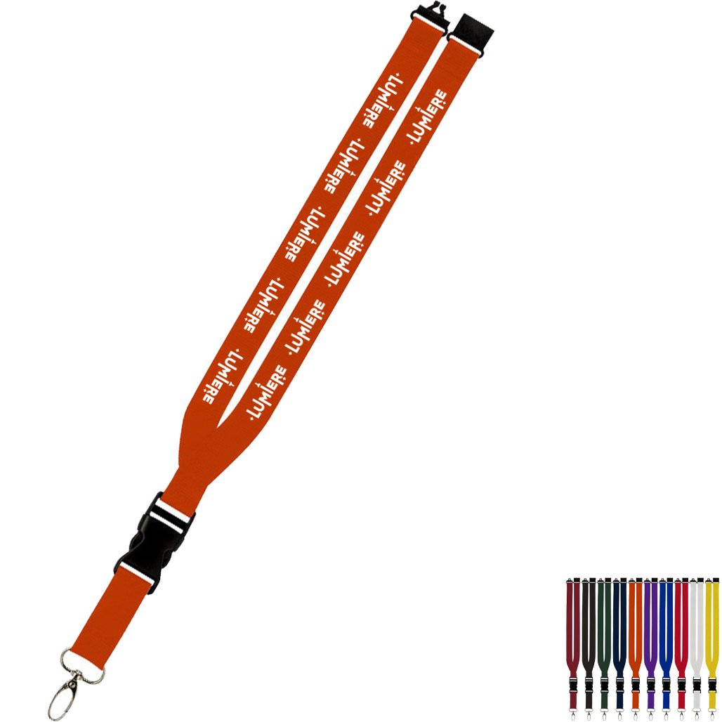 Product Photo 1 Polyester Maverick Lanyard w/ Slide Buckle Release, Silver Metal Oval & Convenience Release,  1"