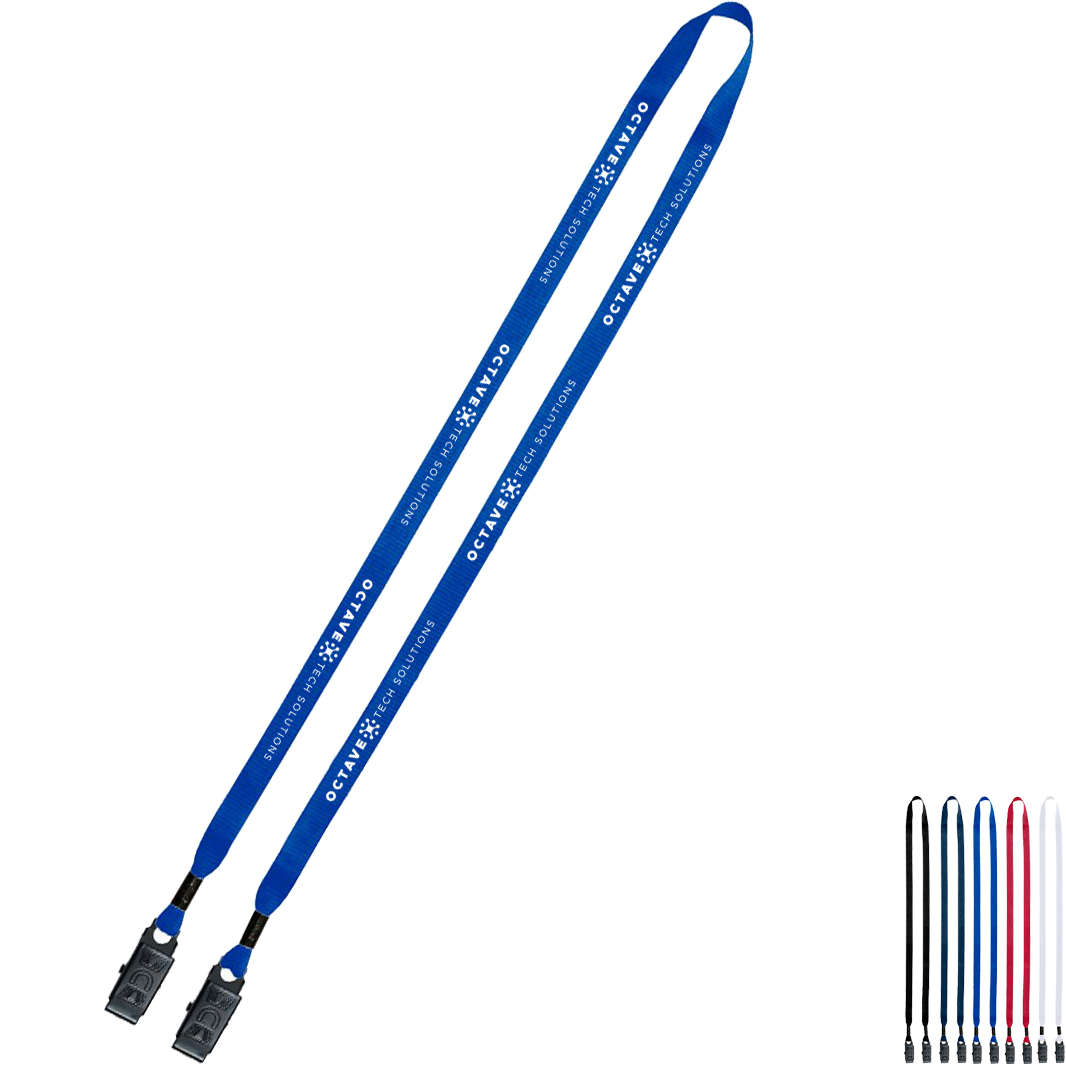 Product Photo 1 Polyester Double Bulldog Clip Lanyard, 1/2"