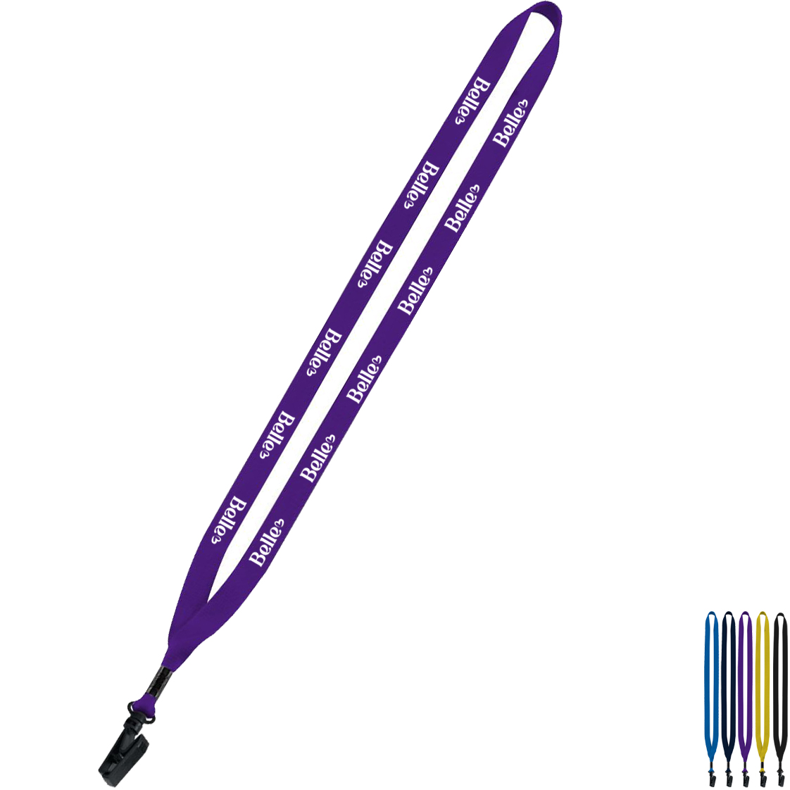 Product Photo 1 Polyester Lanyard with Plastic Bulldog Clip, 1/2"