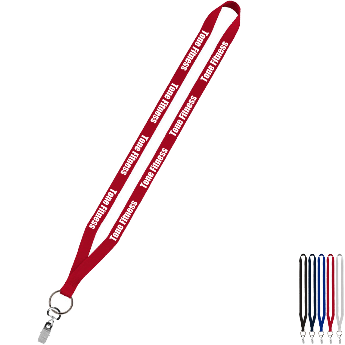 Product Photo 1 Polyester Lanyard with Sewn Metal Bulldog Clip, 1/2"