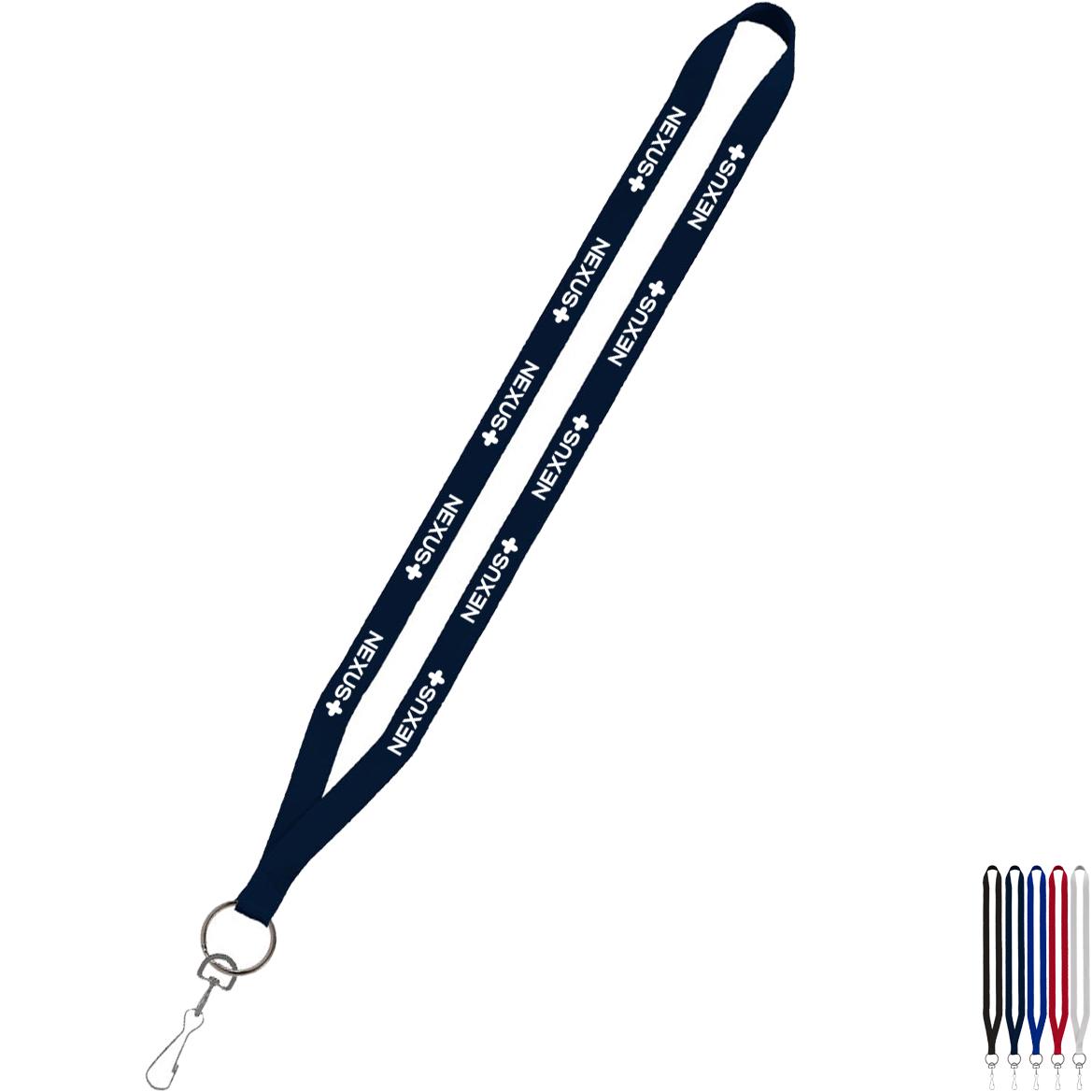 Product Photo 1 Polyester Lanyard with Sewn Metal Swivel Snap Hook, 1/2"