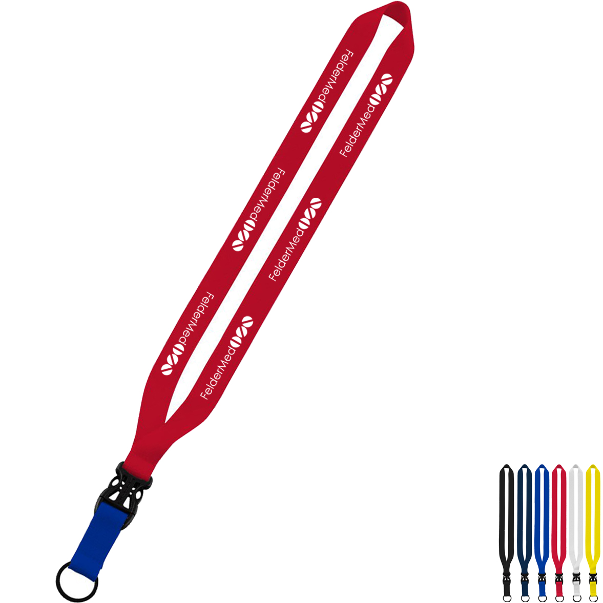 Product Photo 1 Multi-Color Polyester Lanyard with Slide Buckle Release & Split-Ring, 3/4"