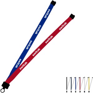 Multi color (left and right) Polyester Lanyard with Plastic Clamshell, 3/4" - SZ9195