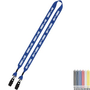 Polyester 2-Ended Lanyard with Metal Crimp & Metal Bulldog Clip, 3/4" - SZ9197