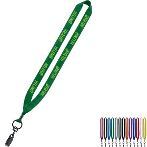 Polyester Lanyard with Metal Crimp & Bulldog Clip, 3/4" - SZ9199