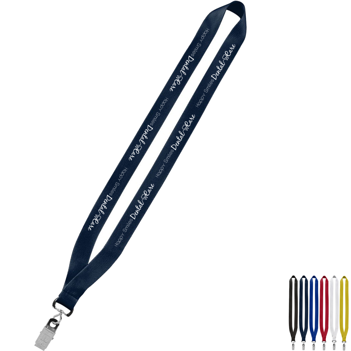 Product Photo 1 Economy Polyester Lanyard with Sewn Silver Tone Metal Bulldog Clip, 3/4"