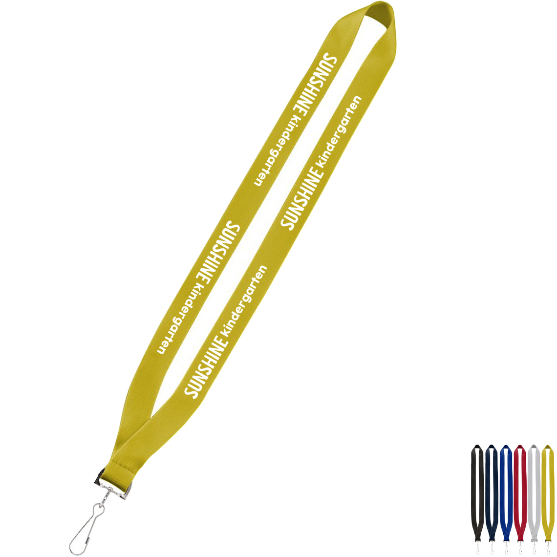 Product Photo 1 Economy Polyester Lanyard with Sewn Silver Tone Swivel Snap Hook, 3/4"