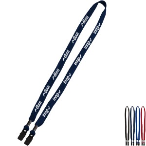 Double-Ended Polyester Shoelace Lanyard with Metal Crimp and Metal Bulldog Clip, 5/8" - SZ9181