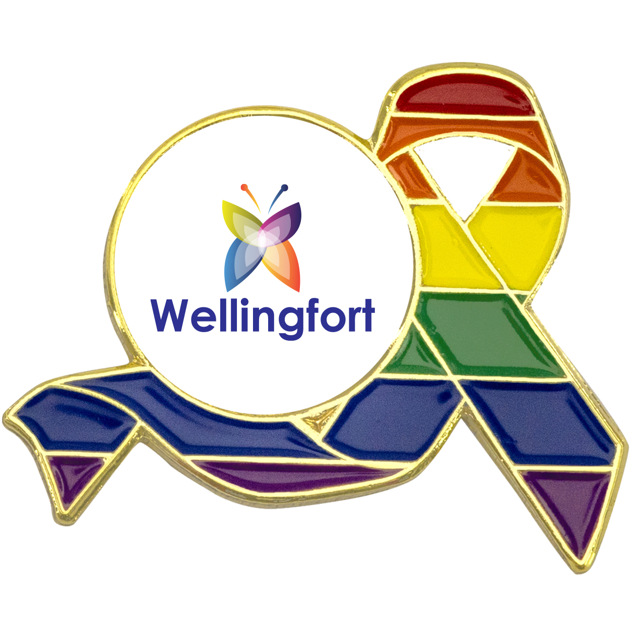 Product Photo 1 Rainbow Pride Ribbon Lapel Pin, Round