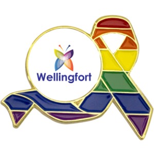 Rainbow Pride Ribbon Lapel Pin, Round - EM1420