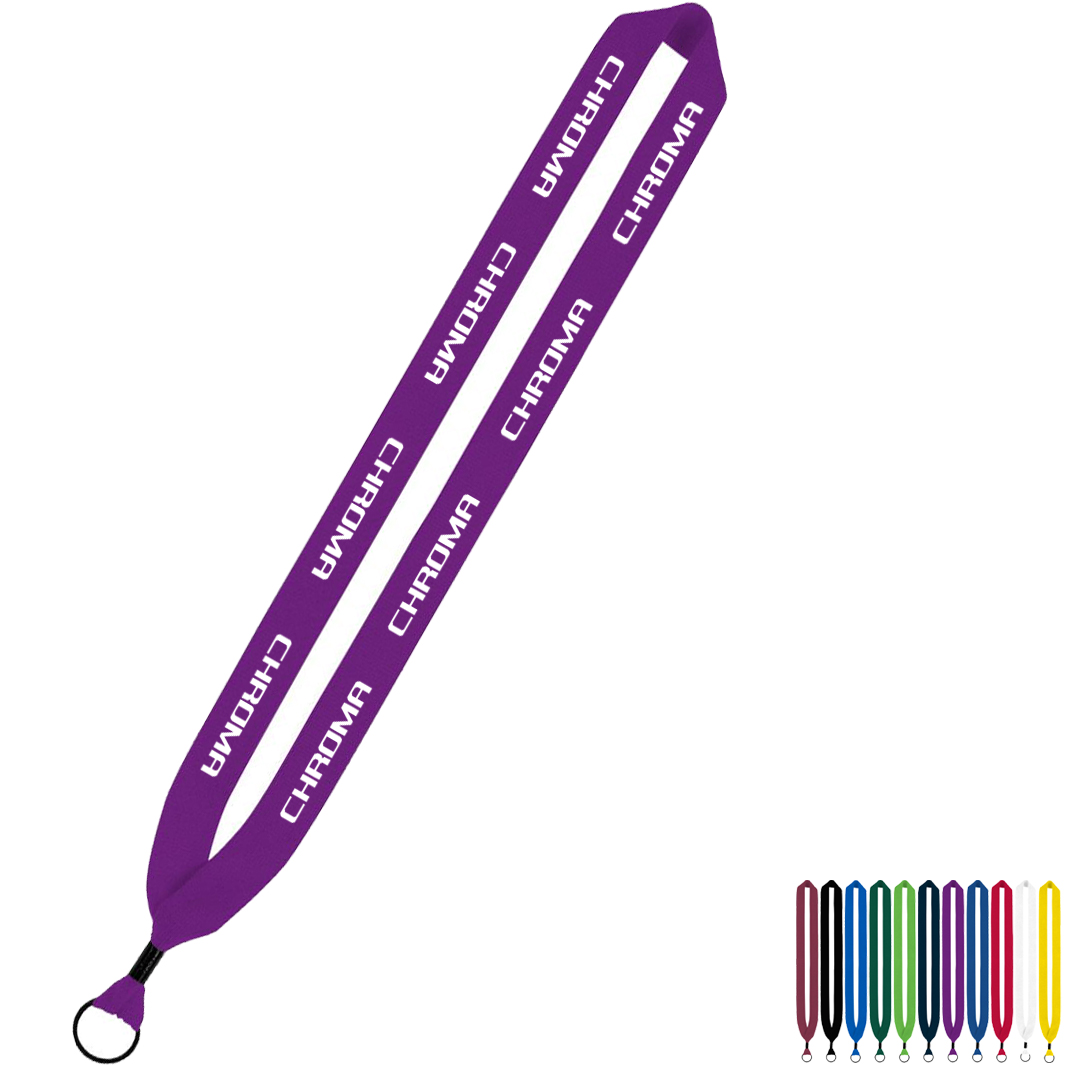 Product Photo 1 Cotton Lanyard with Metal Crimp & Metal Split-Ring, 1"