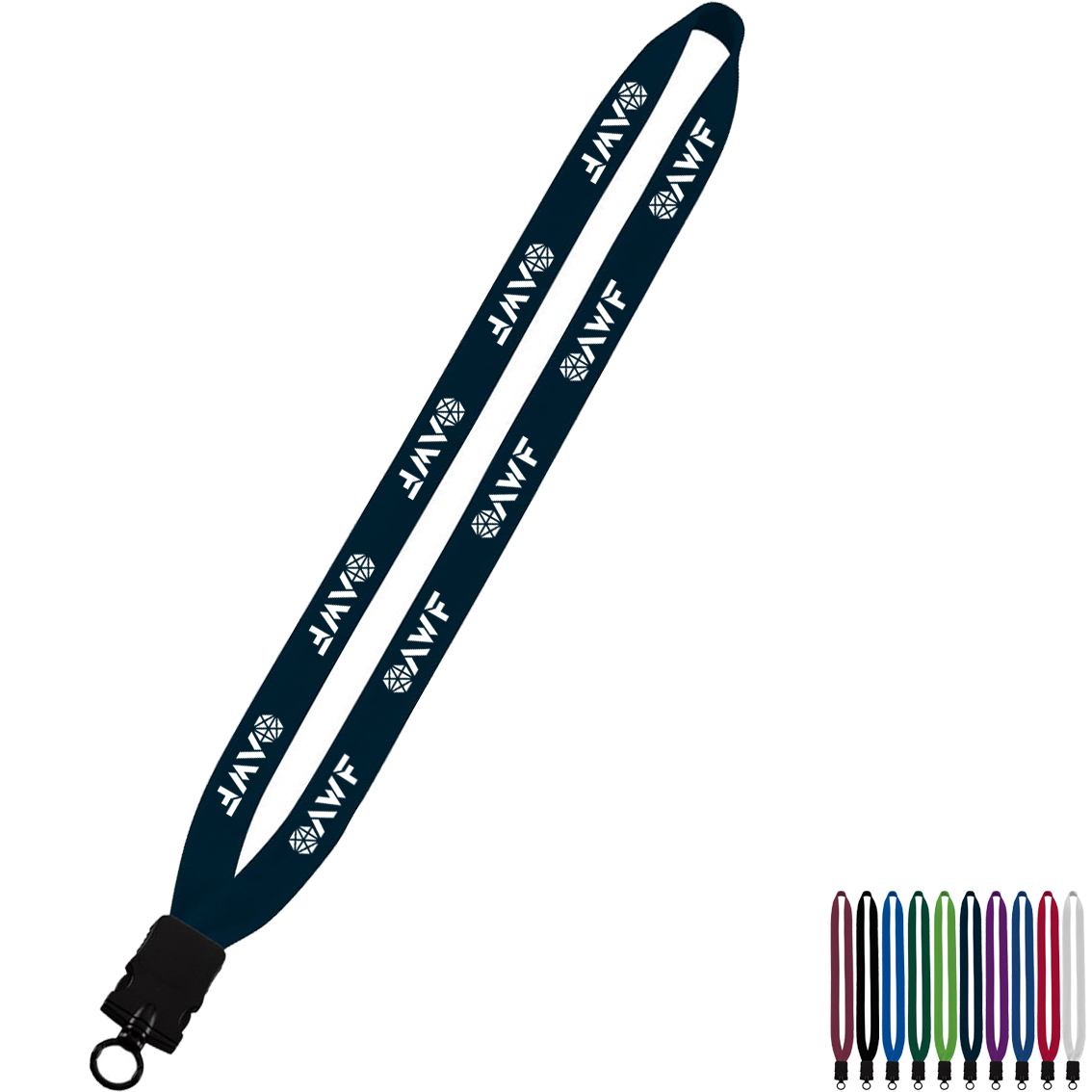 Product Photo 1 Cotton Lanyard with Plastic Snap-Buckle Release & O-Ring, 3/4"