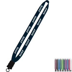 Cotton Lanyard with Plastic Snap-Buckle Release & O-Ring, 3/4" - SZ9219
