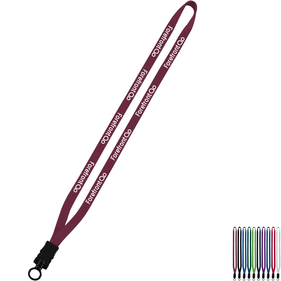 Product Photo 1 Cotton Lanyard with Plastic Snap-Buckle Release & O-Ring, 1/2"