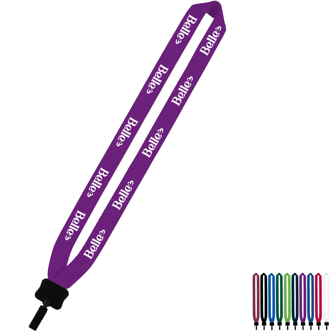 Product Photo 1 Cotton Lanyard with Plastic Clamshell & Bulldog Clip, 1"