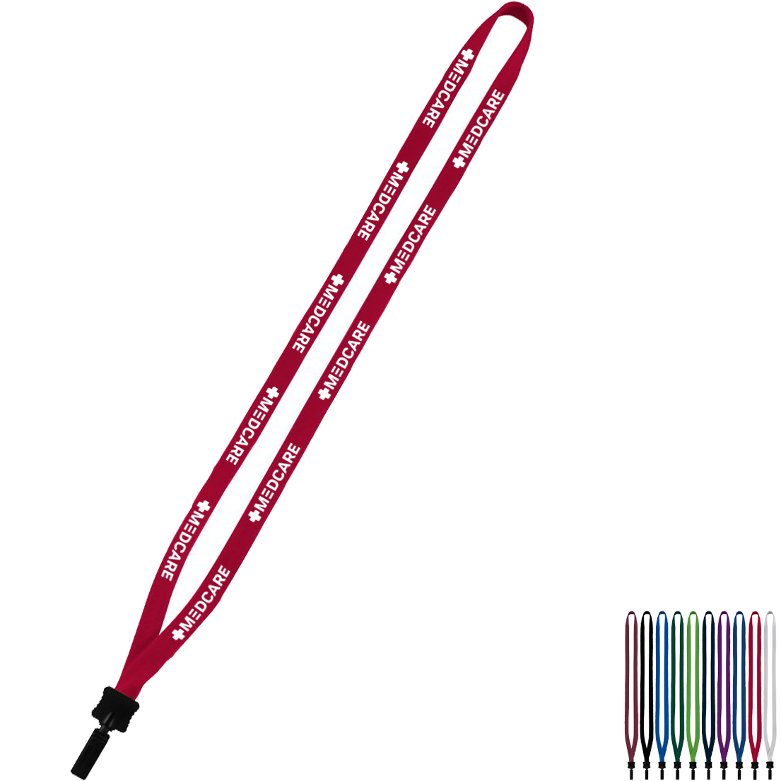 Product Photo 1 Cotton Lanyard with Plastic Clamshell & Bulldog Clip, 1/2"