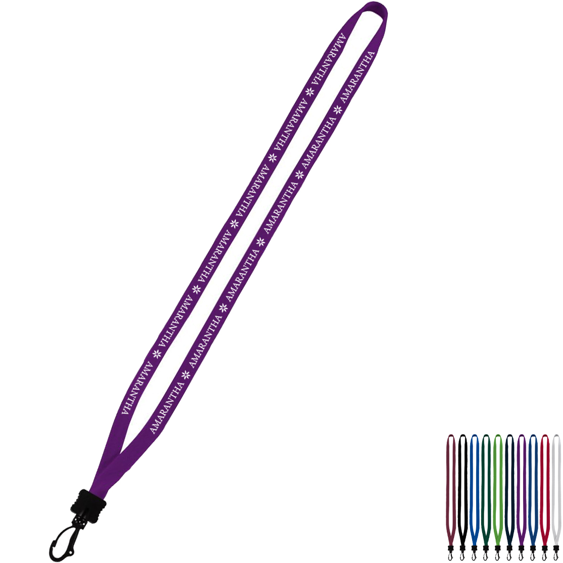 Product Photo 1 Cotton Lanyard with Plastic Clamshell & Swivel Snap Hook, 1/2"