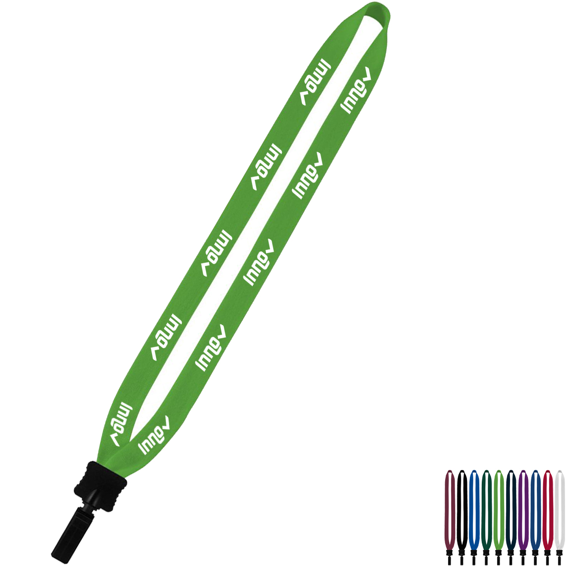 Product Photo 1 Cotton Lanyard with Plastic Clamshell & Bulldog Clip, 3/4"