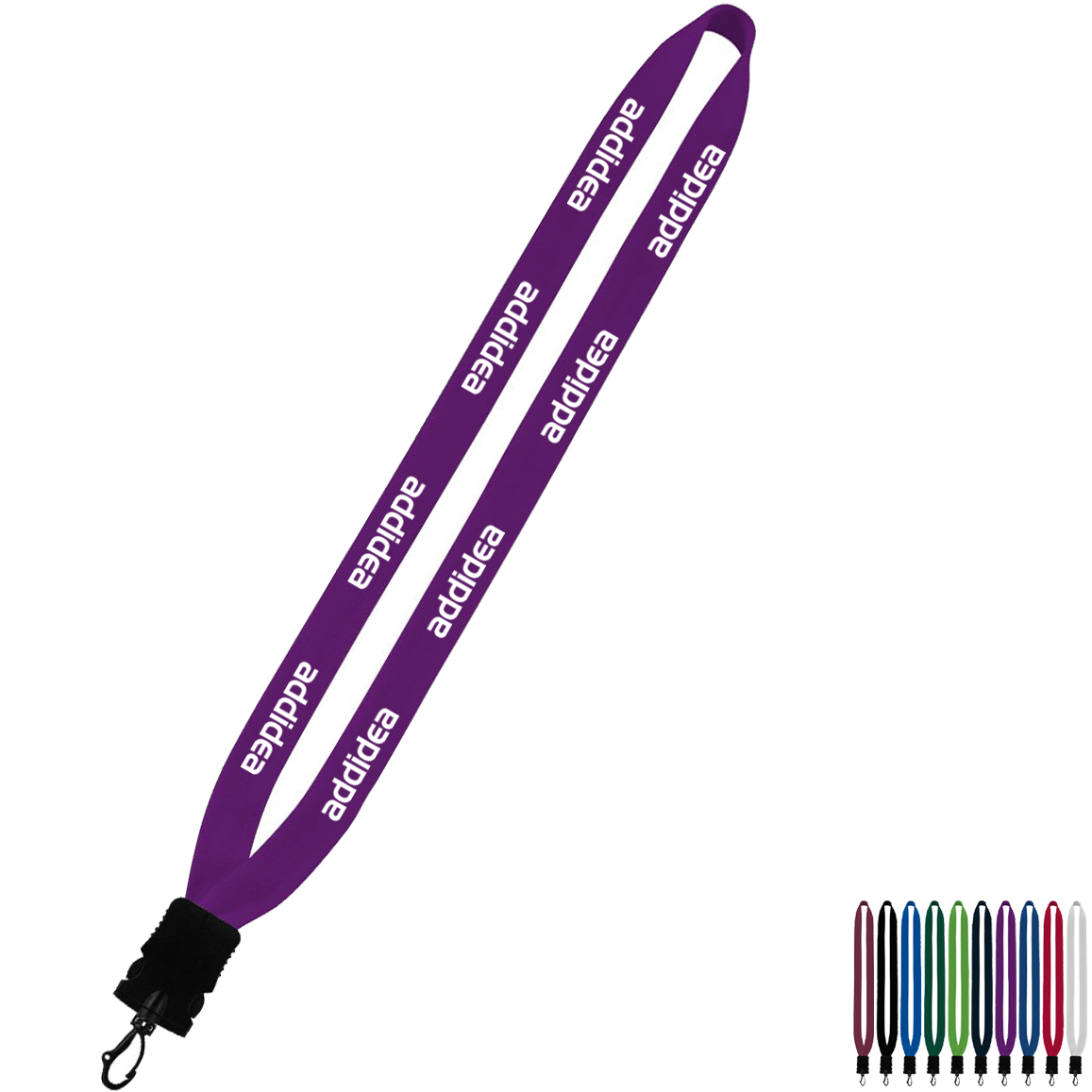Product Photo 1 Cotton Lanyard with Plastic Snap-Buckle Release & Swivel Hook, 3/4"