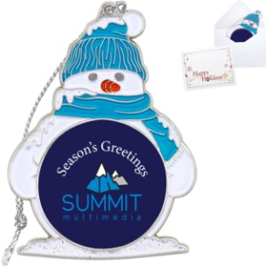 Modern Snowman Die Cast Holiday Ornament - EM1455