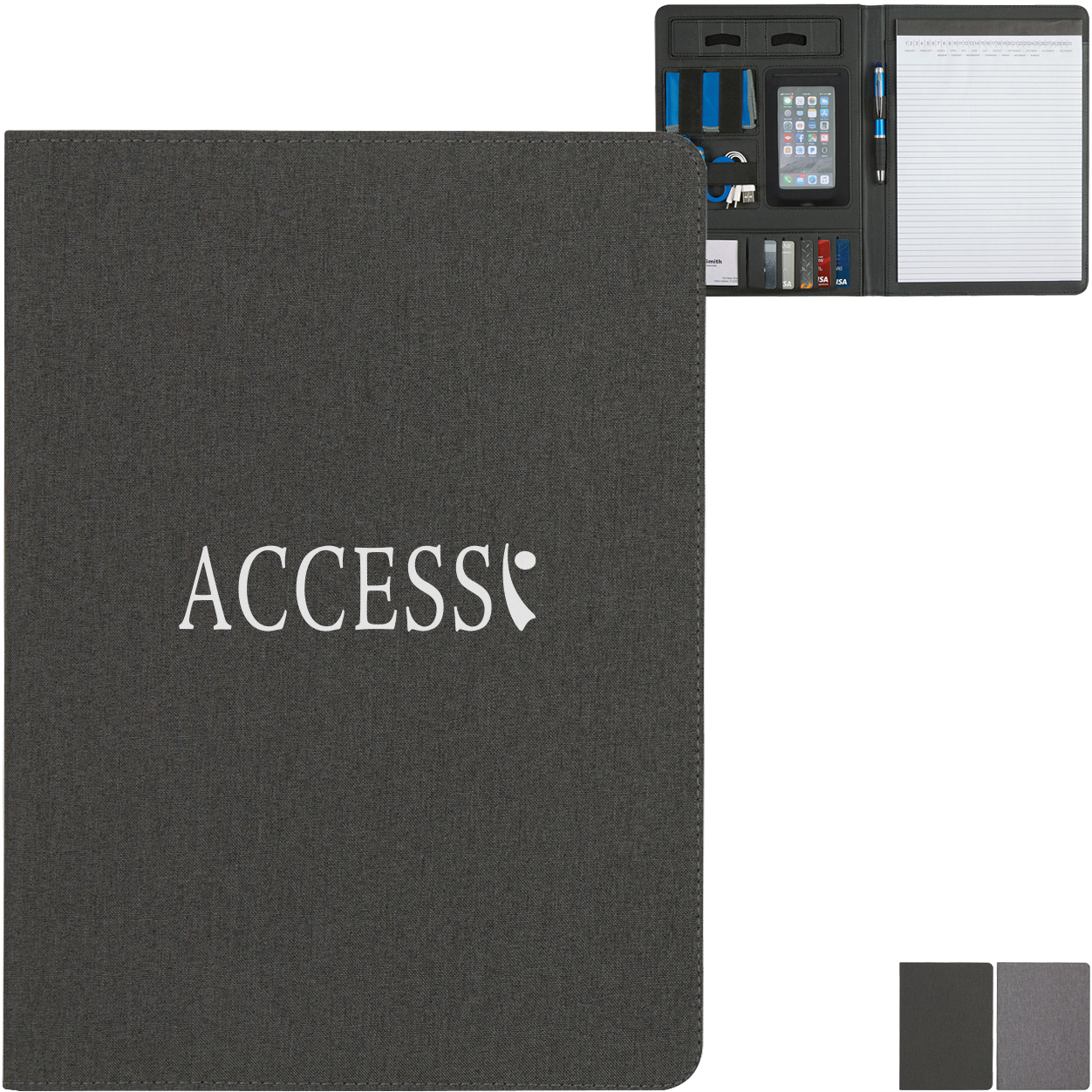 Product Photo 1 Heathered Polyester Padfolio, 9-1/2" x 13"