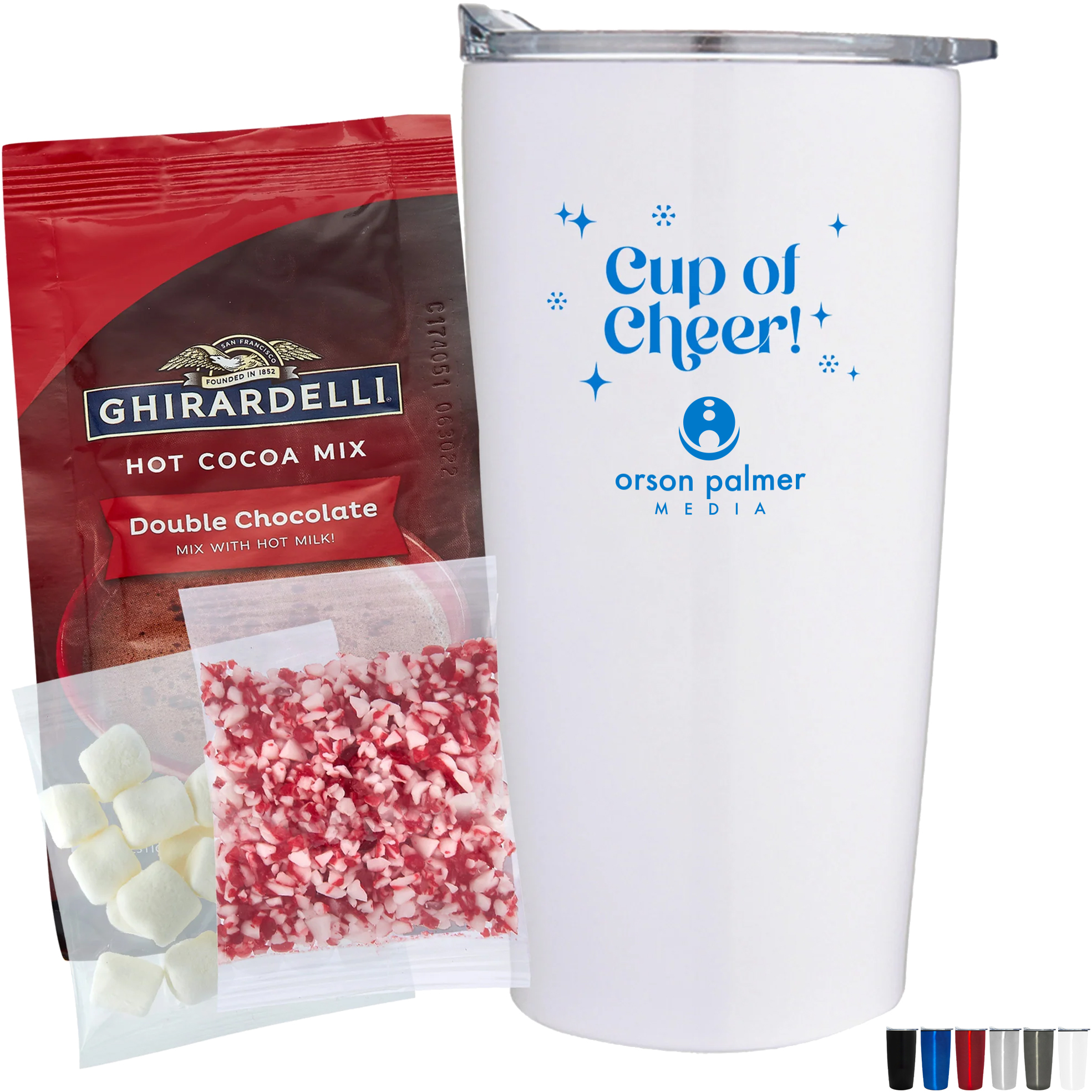 Product Photo 1 Ghirardelli® Hot Chocolate, Crushed Peppermint, Marshmallows & Straight Tumbler Gift Set
