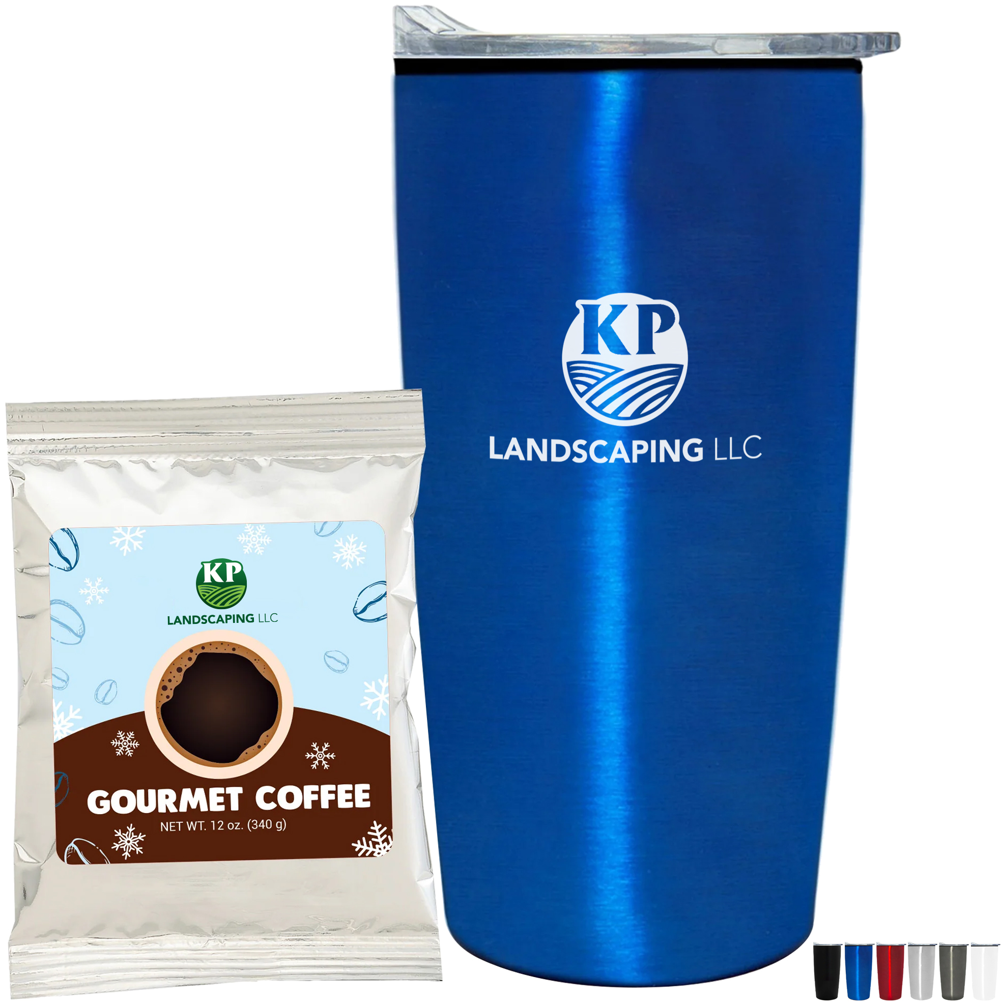 Product Photo 1 Holiday Gourmet Coffee Packet & Straight Tumbler w/ Plastic Liner Gift Set