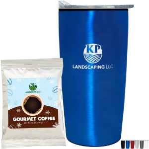 Holiday Gourmet Coffee Packet & Straight Tumbler w/ Plastic Liner Gift Set - PV1099