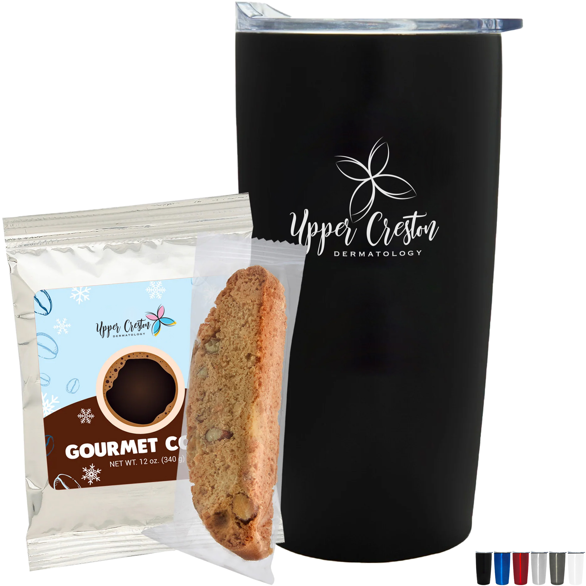 Product Photo 1 Holiday Gourmet Coffee Packet, Biscotti & Straight Tumbler w/ Plastic Liner Gift Set