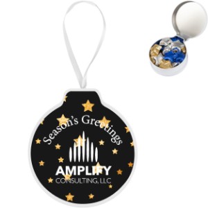 Full Color Ornament Tin w/ Chocolate Stars - HT6154
