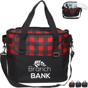 Plaid Insulated Polyester 20 Can Cooler Bag - AR1155