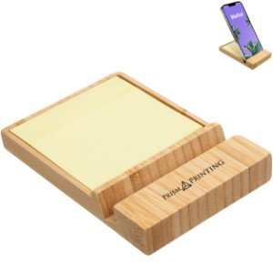 Bamboo FSC® Sticky Note Dispenser w/ Phone Holder - AR1152