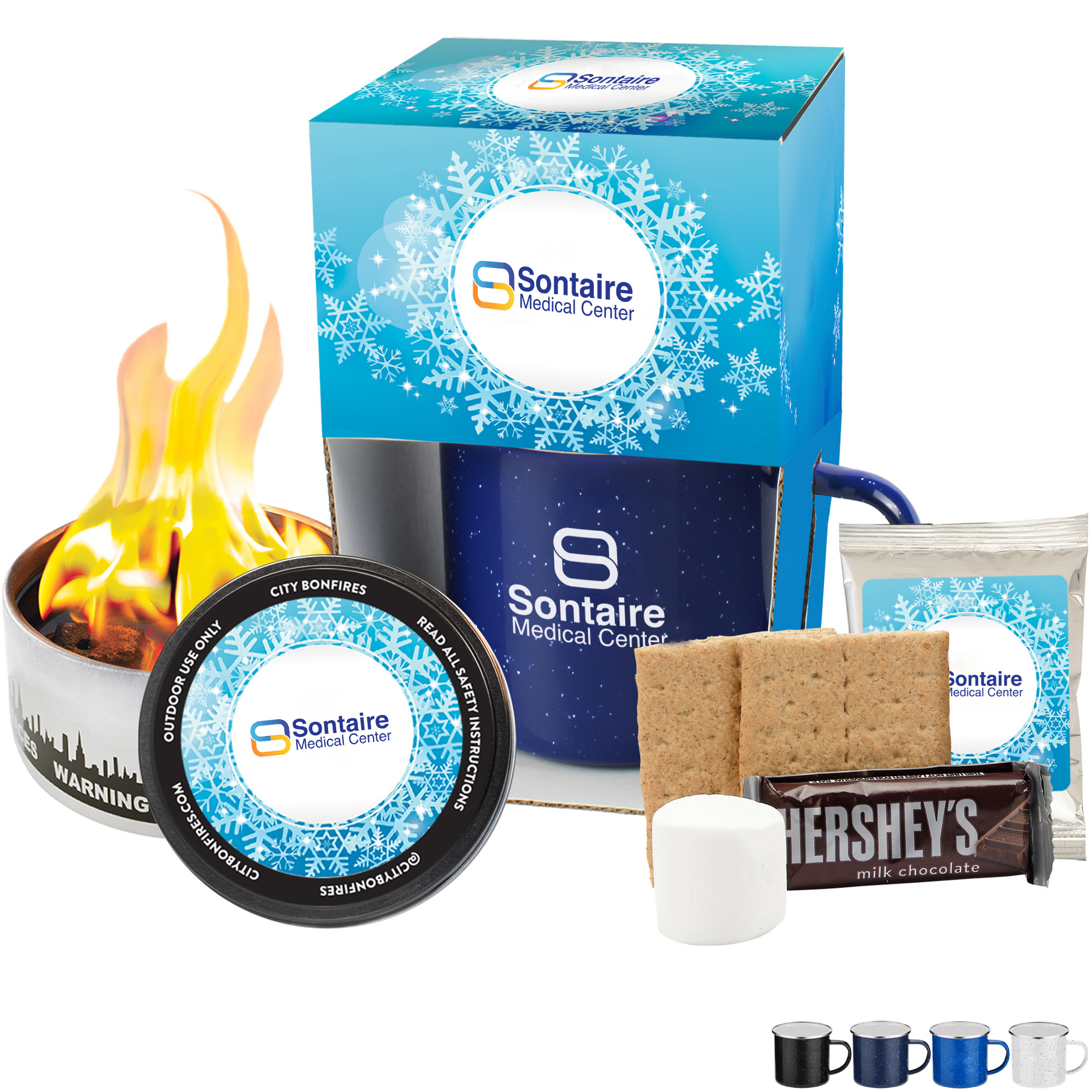 Product Photo 1 Portable Bonfire, Hot Chocolate Mix & S'mores Kit in Camp Mug Gift Set 16 oz.