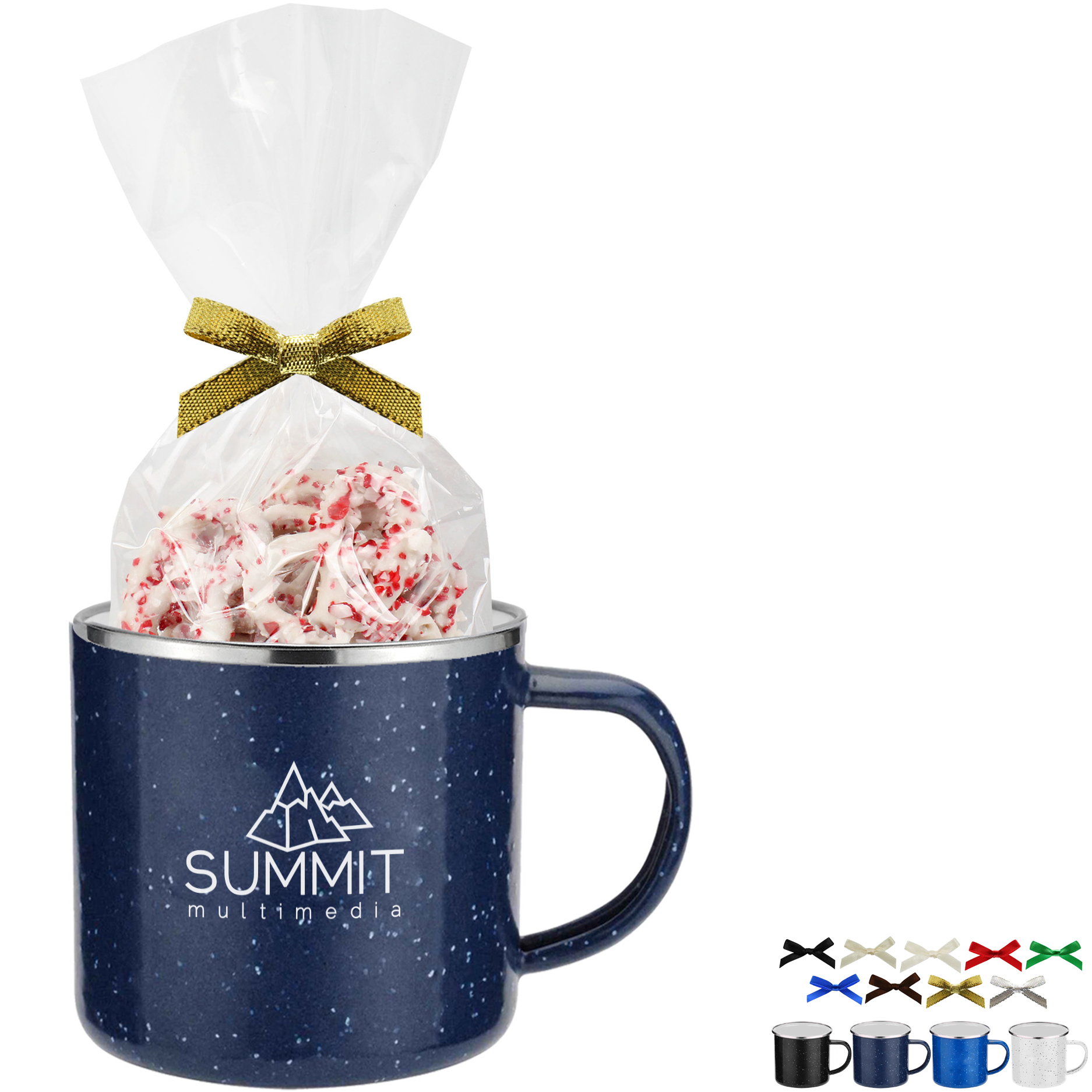Product Photo 1 White Chocolate Pretzels with Crushed Peppermint in Camp Mug with Stuffer 16 oz.