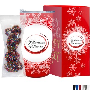 Milk Chocolate Sprinkled Pretzels in Straight Wall Tumbler w/ Plastic Liner Gift Box Sets 20 oz. - MD8840