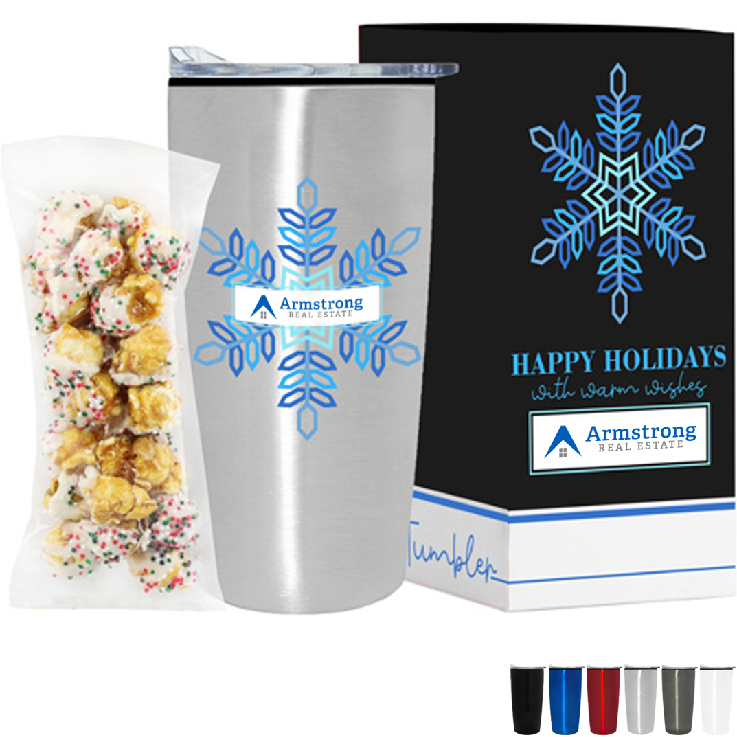 Product Photo 1 Sugar Cookie Crunch Popcorn in Straight Wall Tumbler w/ Plastic Liner Gift Box Sets 20 oz.