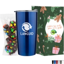 Milk Chocolate Pretzels with Mini M&M's in Vacuum Sealed  Wall Tumbler Gift Box Sets 20 oz.