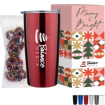 Milk Chocolate Sprinkled Pretzels in Vacuum Sealed Wall Tumbler Gift Box Sets 20 oz.