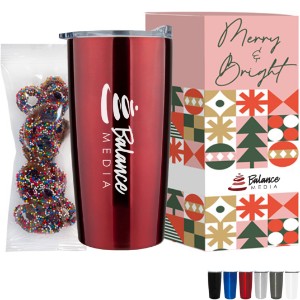 Milk Chocolate Sprinkled Pretzels in Vacuum Sealed Wall Tumbler Gift Box Sets 20 oz. - MD8846