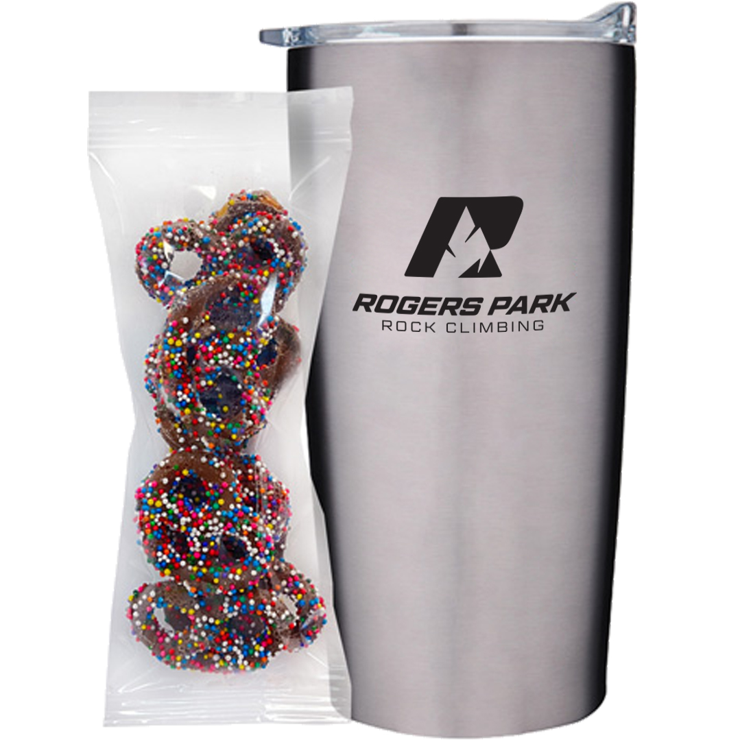 Product Photo 1 Milk Chocolate Sprinkled Pretzels in Vacuum Sealed Wall Tumbler Gift Set 20 oz.