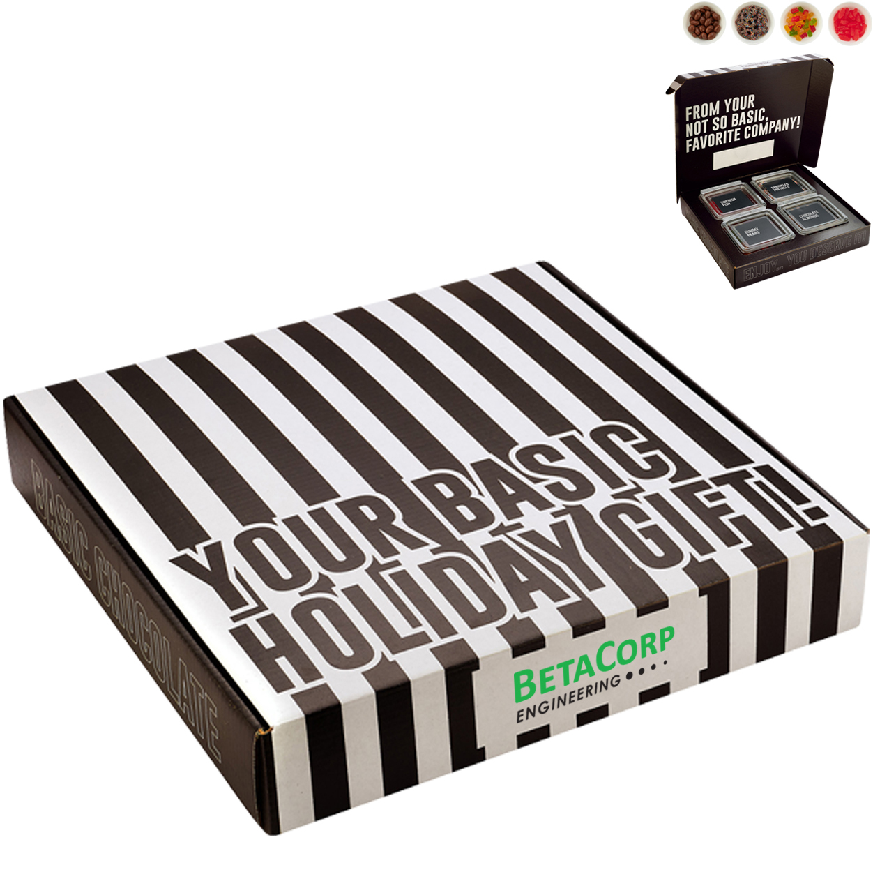 Product Photo 1 Swedish Fish, Gummy Bears, Chocolate Almonds , Chocolate Pretzels in Candy Gift Set, 4 Way