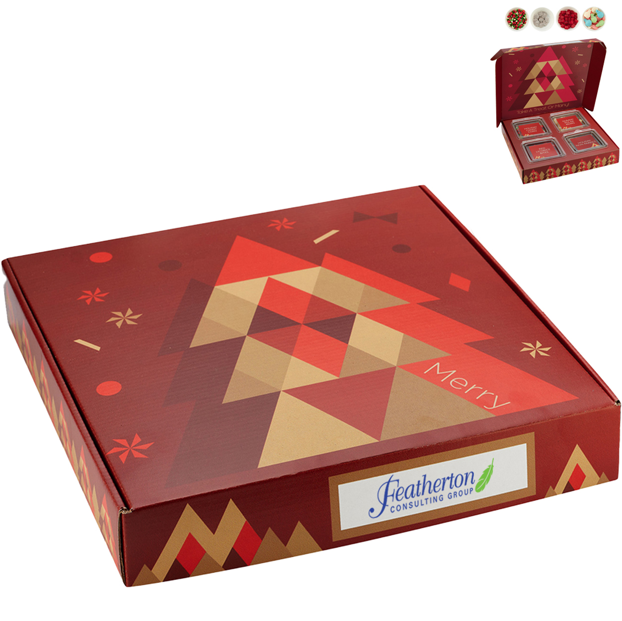 Product Photo 1 Holiday Candy Corn, Dark Chocolate Nonpareils, Sugar Ornaments & Red Licorice Bites  in Candy Gift Set, 4 Way