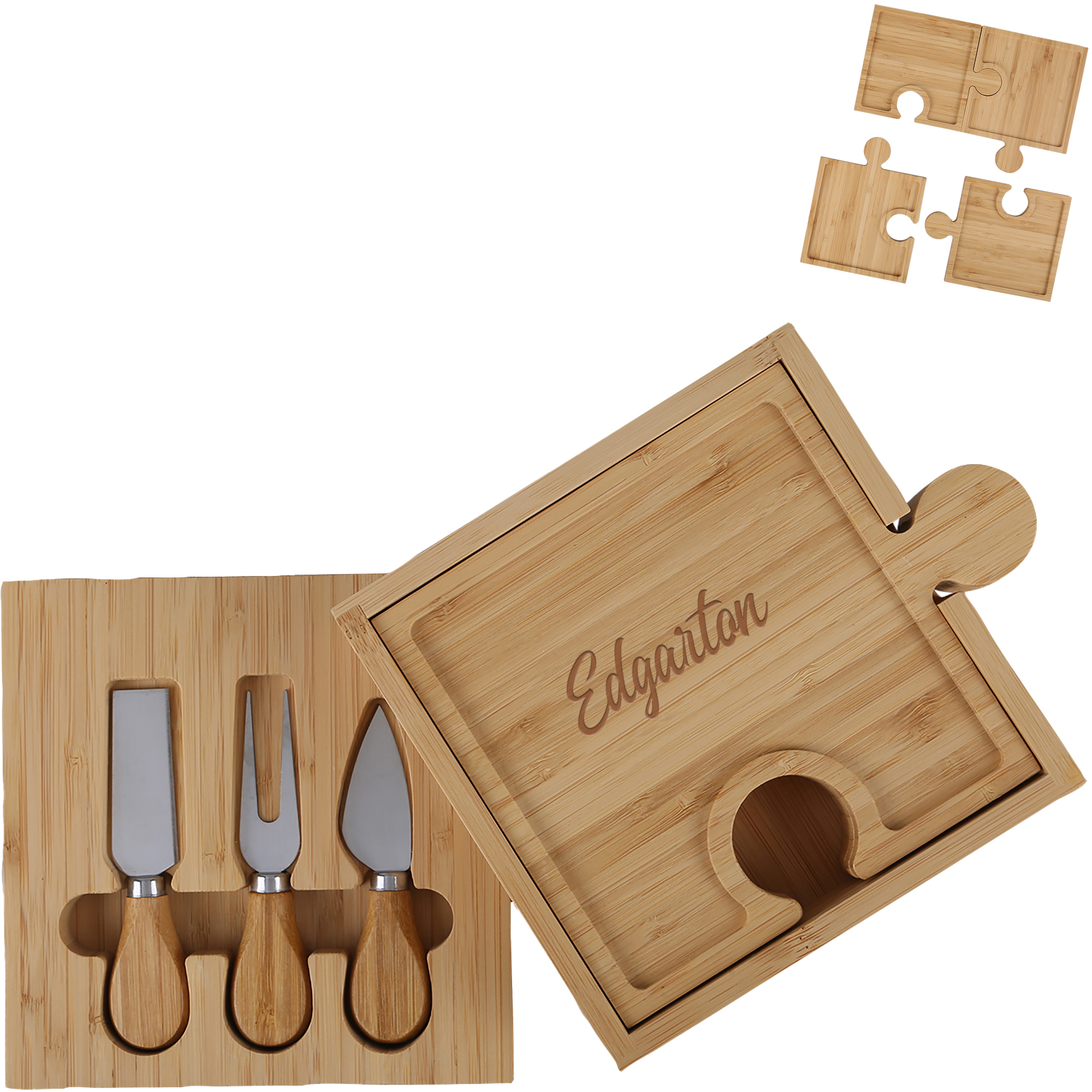 Product Photo 1 Bamboo 6-in-1 Puzzle Cheese Board Set