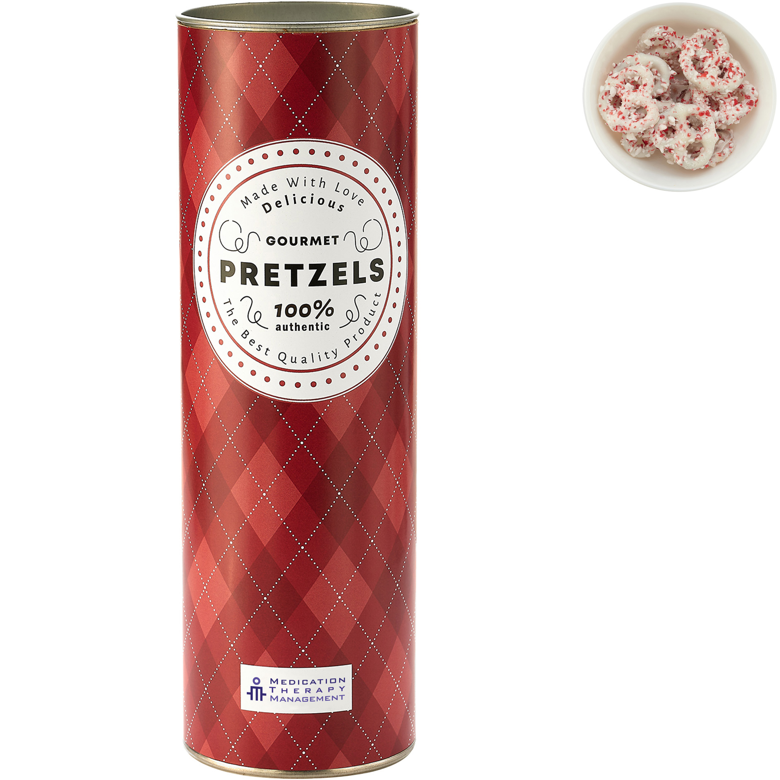 Product Photo 1 Pretzels with Crushed Peppermint in Gift Tube, 8 inch