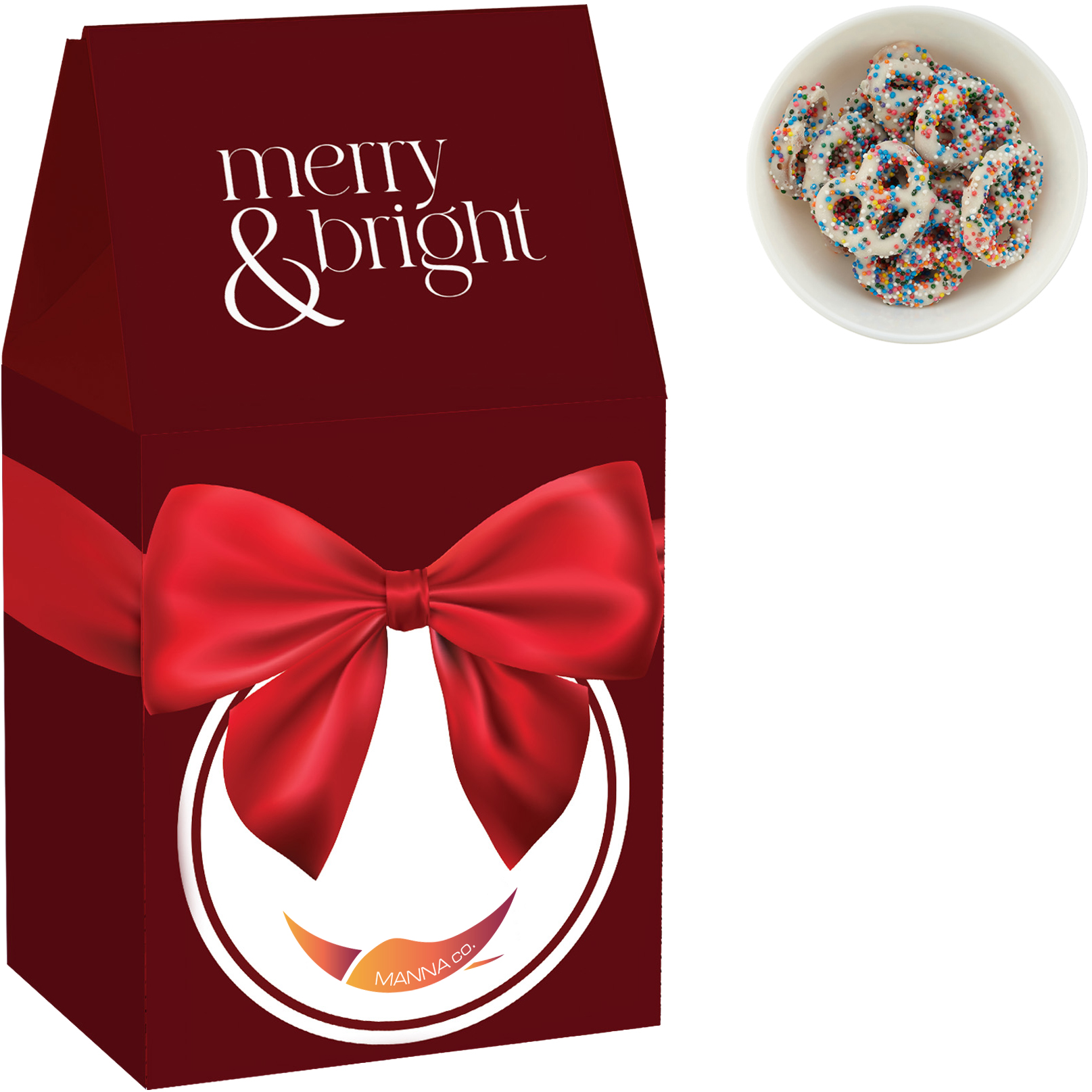 Product Photo 1 Milk Carton Box w/ Chocolate Pretzels with Rainbow Nonpareils