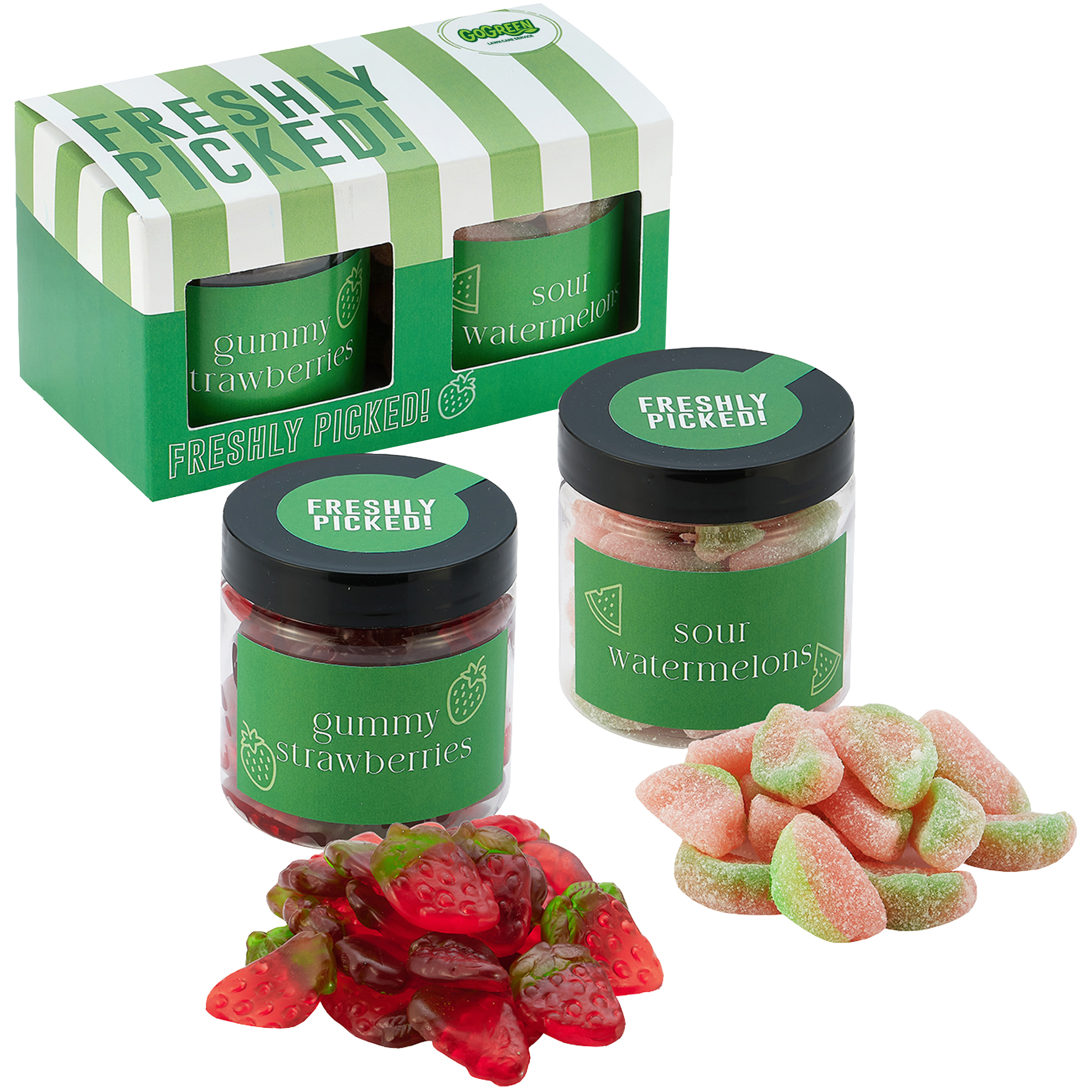 Product Photo 1 Sour Gummy Watermelons & Gummy Strawberries in Candy Jar Set (2 Pack)