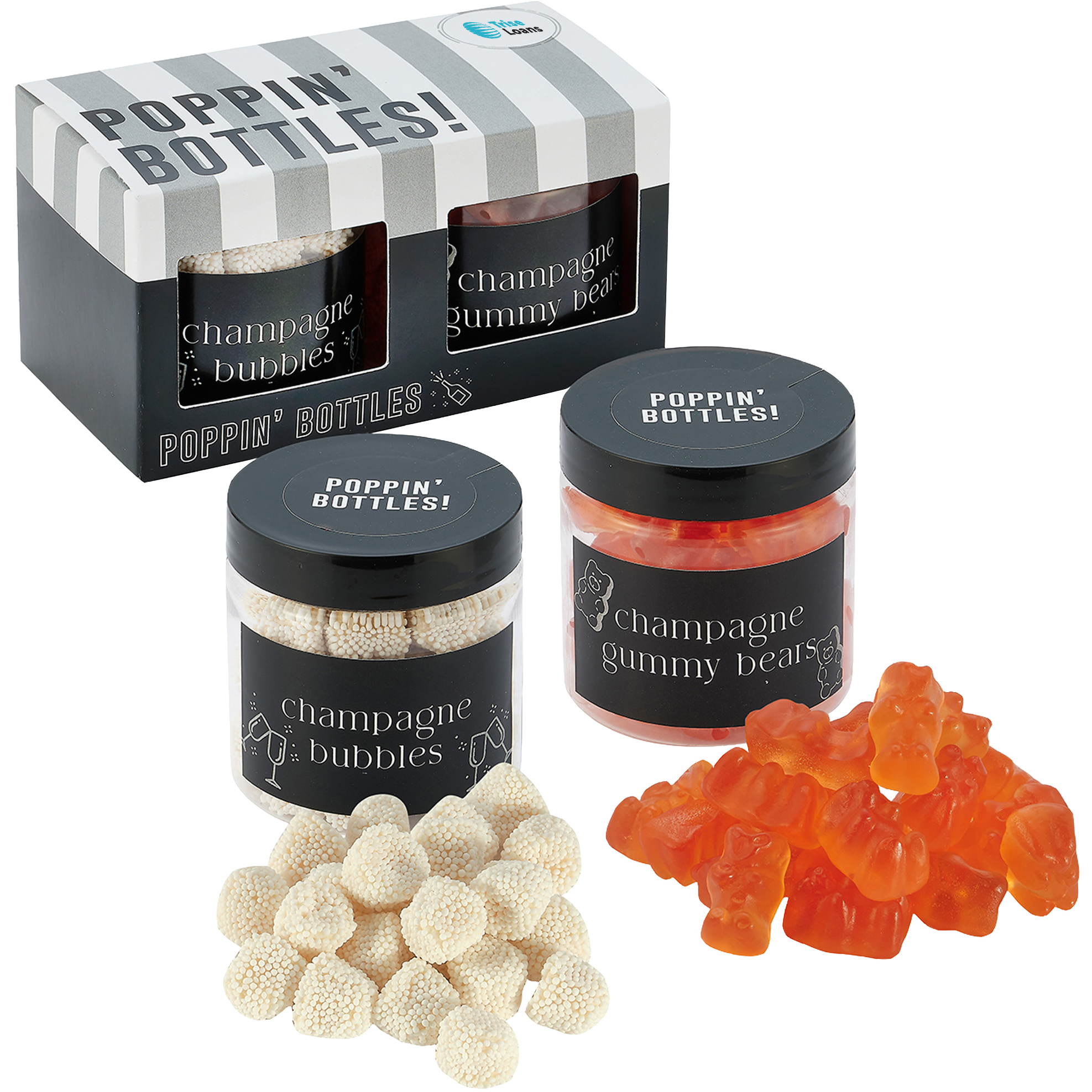 Product Photo 1 Champagne Bubbles & Champagne Gummy Bears in Candy Jar Set (2 Pack)